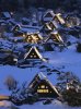 ライトアップされ、雪の山里に浮かび上がった白川郷の合掌造り集落 Copyright (c) Press Net Japan Co.,Ltd.